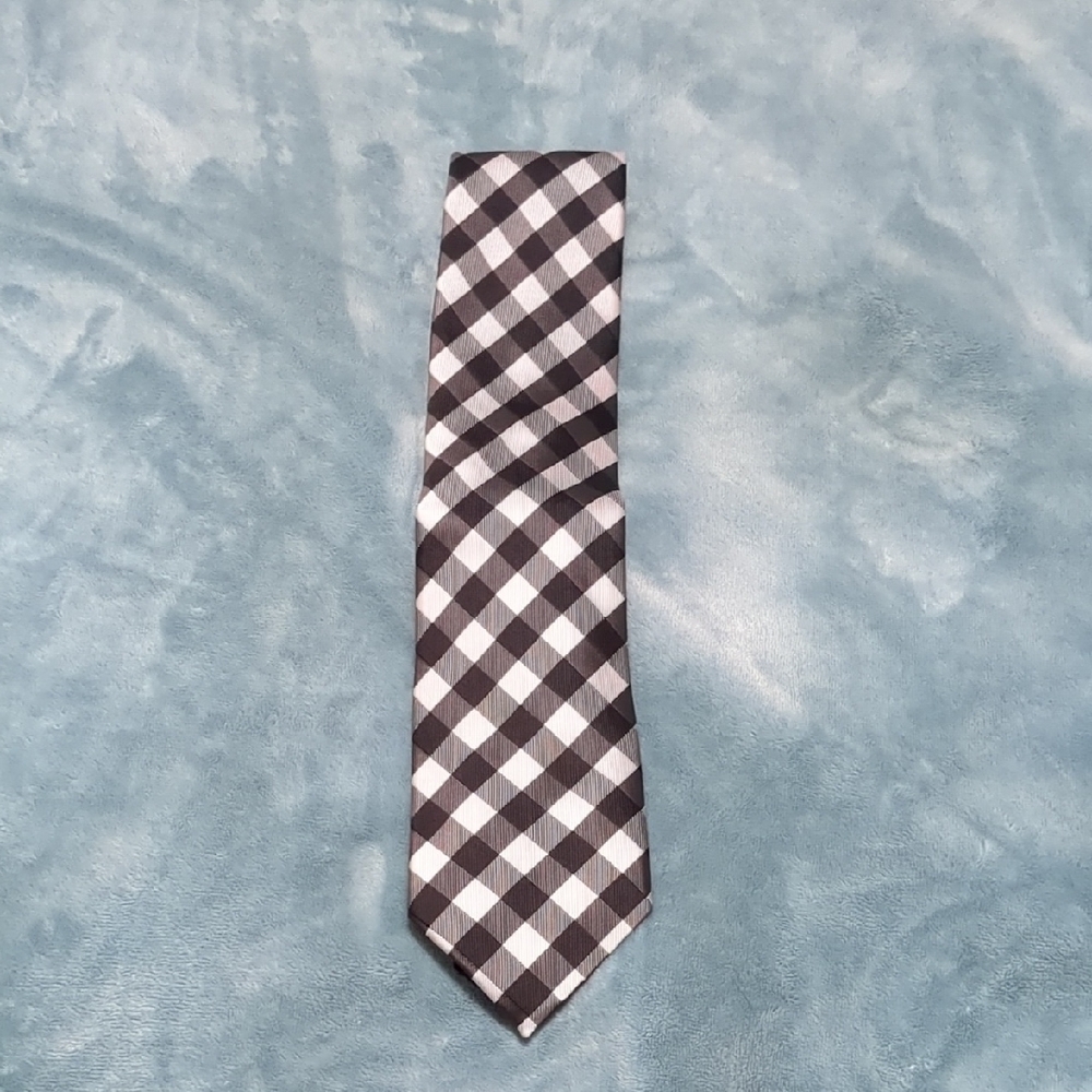 Classic Black and White Checkered Tie